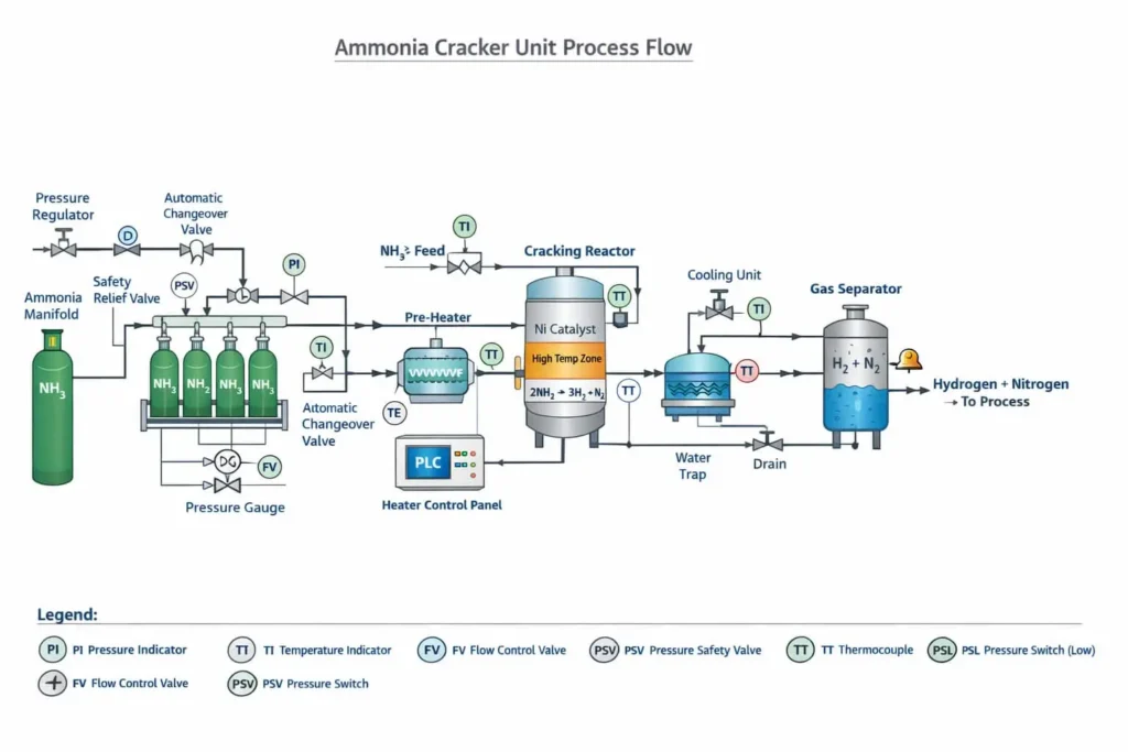 amsaair ammonia cracker unit process flow